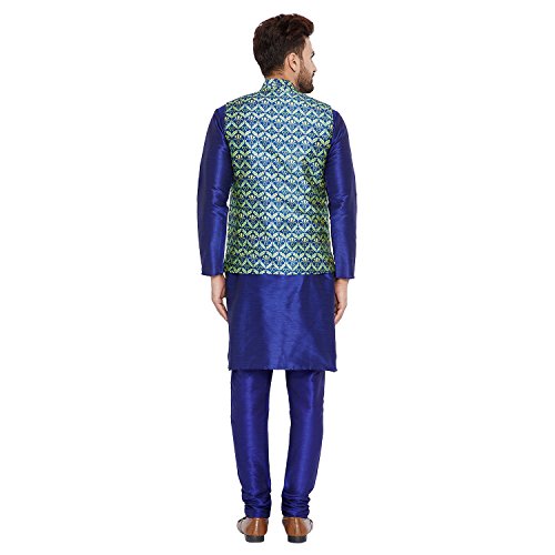 Image of SOJANYA (Since 1958, Men's Silk Blend Grey Kurta Pyjama & Silk Blend Jacket Combo