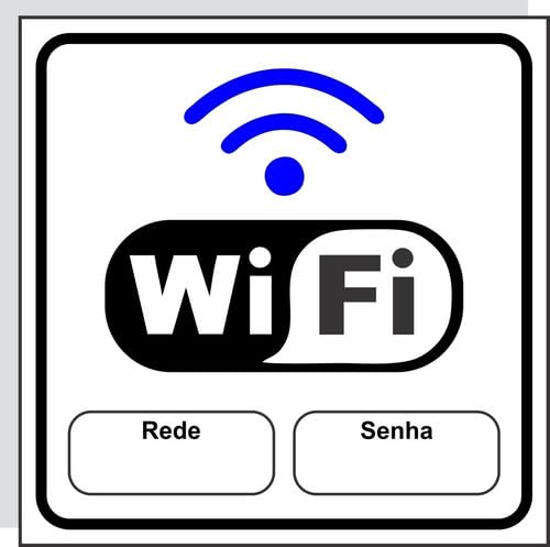 Placa Sinalização Wifi 15x15cm Lugar P/Colocar Senha E Rede