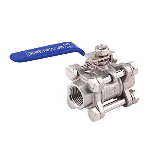 DERNORD Ball Valve 1/2 Inch NPT Threaded - Stainless Steel 304 Female 3 Piece Full Port - Thumbnail 6