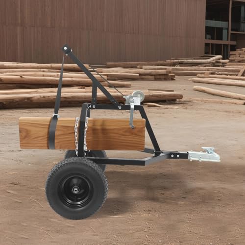 Arco para arrastre de troncos NOLANTISI con capacidad de 1600 libras, cabrestante manual, neumáticos neumáticos de 16 pulgadas, enganche de bola para remolque compatible con ATV y uso al aire libre (Negro) miniatura 3
