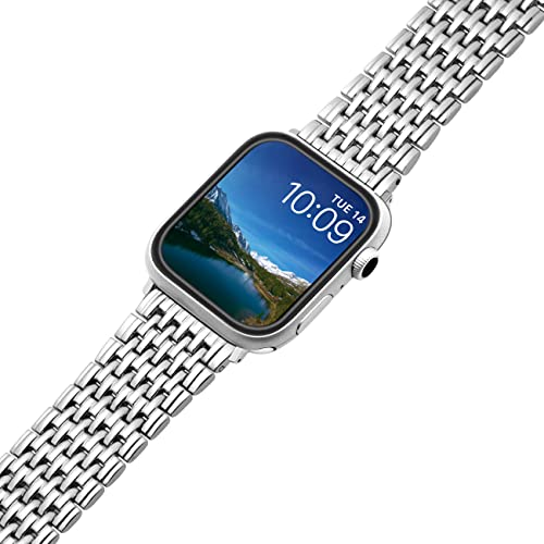 Juntan Compatible for Apple Watch 41mm 40mm 38mm Silver Metal Watch Strap Stainless Steel Bracelet Women Men Compatible with iWatch Series 9 8 7 6 5 4 3 2 1 iWatch SE Sport - Image 2