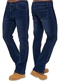 989Zé ENZO Mens Stretch Bootcut Jeans Casual Classic Retro Denim Wide Leg Flared Pants Trousers EZ401 MID Blue 34W / 32L