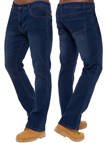 989Zé ENZO Mens Stretch Bootcut Jeans Casual Classic Retro Denim Wide Leg Flared Pants Trousers EZ401 MID Blue 34W / 32L