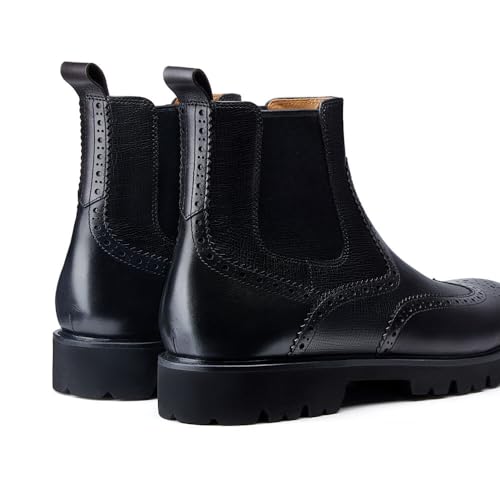 Men's Chelsea Boots Genuine Leather Dress Boots for Men Wingtip Brogue Formal Business Casual Ankle Boots4
