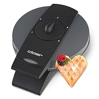 Cloer 1625 Waffeleisen für klassische Herzwaffeln, 930 W, Waffelgröße 15,5 cm, stufenlos wählbarer Bräunungsgrad, praktische Standfunktion, Metall, Grau – Ansicht 1