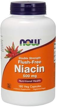 NOW Foods Flush-Free Niacin, 500mg, 180 caps Pack of 3