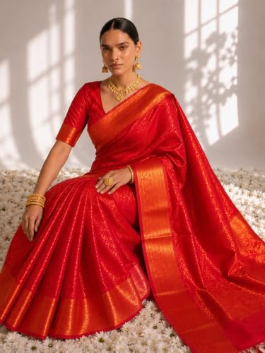 HerClozet maroon kanjivaram silk saree – image 5