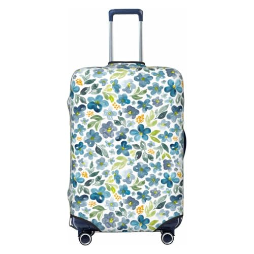 Floral In Blue For Travel Luggage Cover Suitcase Protector Fits 18-32 Inch Travel Luggage Protector Elastic Luggage Anti-Scratch Suitcase Cover