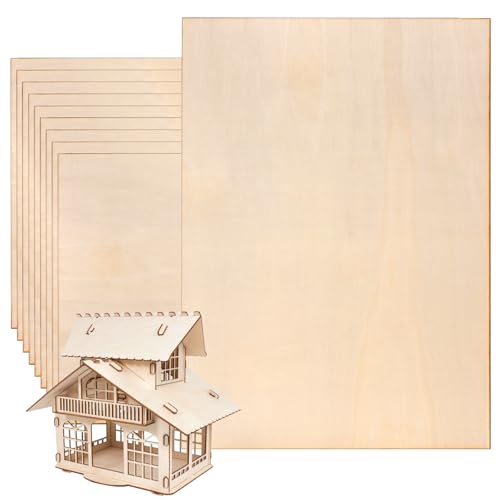 JIEHIN Lot de 10 panneaux de contreplaqué - 420 x 300 x 2 mm - Panneaux de bois de tilleul naturel - Pour travaux manuels, modélisme, artisanat, peinture