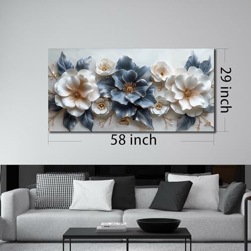 CPKATMT Flower Canvas Wall Art for Office Blue and White All Decor for Bedroom Women Big Wall Art for Living Room Modern Size 29" x 58" by CPKATMT - Used condition - Image 7
