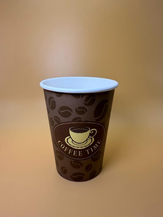 12OZ Brown Design Paper Hot Cups for Coffee, Disposable Cups (500)