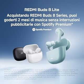 XIAOMI Redmi Buds 8 Lite: cuffie TWS in-ear con cancellazione del rumore fino a 42 dB, driver da 12,4 mm per bassi potenti, autonomia fino a 36h, 5 EQ e Bluetooth 5.4, Nero