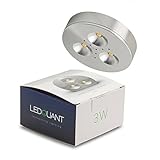 LEDQuant 3 Watt Dimmable Under Cabinet LED Light with Driver, Puck Light, Warm White