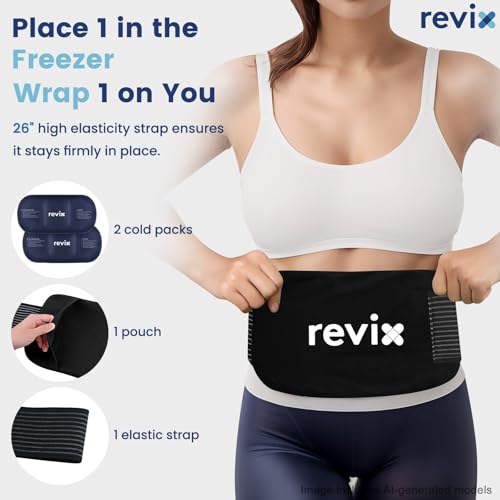 Image of REVIX Soft Ice Packs for Injuries 14 inch x 7 inch - 2-Pack Flexible Cold Compress with Strap for Back, Shoulder, Hip, Leg, Reusable Large Cold Packs for Enhancing Comfort and Soothing Fatigue