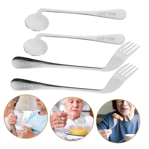 OUNONA 1 Conjunto De Utensílios De Mesa Para Idosos Garfo Em Ângulo Assistência Em Ângulo Talheres P