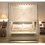 Mengersi Simple 4 Corners Post Curtain Bed Canopy Bed Frame Canopies Net Bed Curtains,Bedroom Decoration Accessories(Queen,White) - Image 4