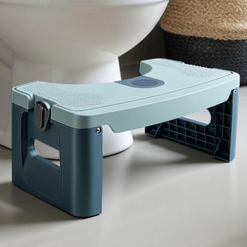 GedFong 17cm Folding Toilet Stool Non-Slip Bathroom Footrest Space-Saving Foldable Toilet Stool with Aroma Compartment PP Material Algae Green