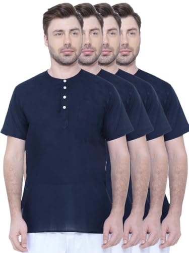 Image of Rajubhai Hargovindas Men's Pure Cotton Short Kurta | Pack of 4 |
