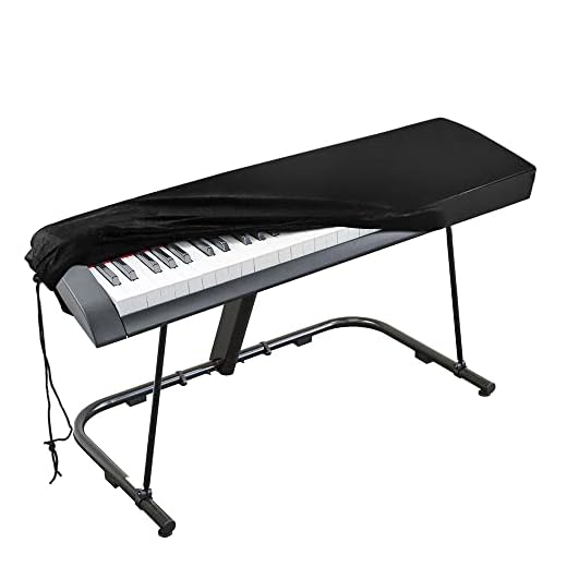 Cubierta para el teclado de piano, cubierta protectora tramo de terciopelo con cordón elástico ajustable para 88 teclas del teclado, piano digital, Yamaha, Casio, Roland, Consolas y más (Negro)
