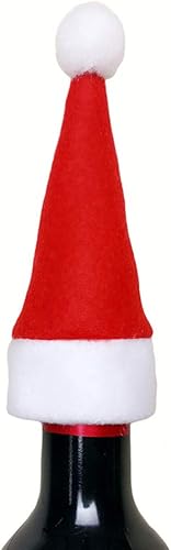 Miniatura 5 de Happyyami 12 unids Santa Hat Vajilla Titulares Sombrero de Navidad Botella de Vino Cubierta de Navidad Decoración de Mesa Fiesta Favor