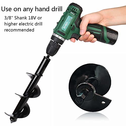 Auger Drill Bit For Planting 3Pcs, Garden Auger Spiral Drill Bit Post Hole Auger Digger Adapter For 3/8” Hex Drive Drill Rapid Planter Tool With Garden Gloves #TOP2