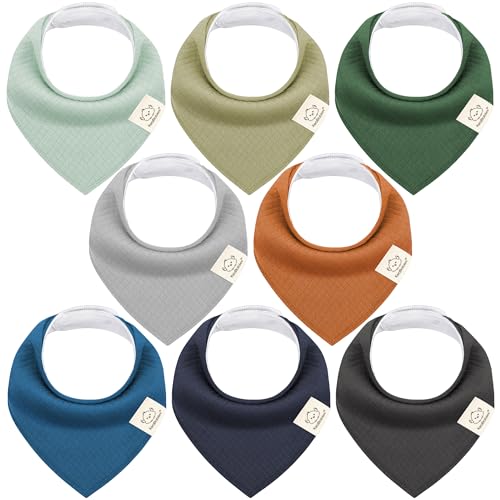 Image of KeaBabies 8pk Organic Baby Bandana Bibs for Drooling Teething (Hunter /Quin)
