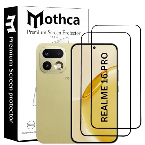 Image of Mothca Gorilla Tempered Glass Screen Protector for Realme 16 Pro | Black | Pack of 2 | Edge-to-Edge Coverage | Scratch Resistant | Easy Installation Kit