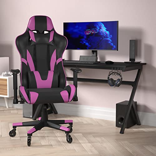 Flash Furniture X20 Gaming Chair Racing Office Computer Pc Adjustable Chair - Purple Leathersoft Upholstery - Reclining Back - Roller Wheels #TOP2