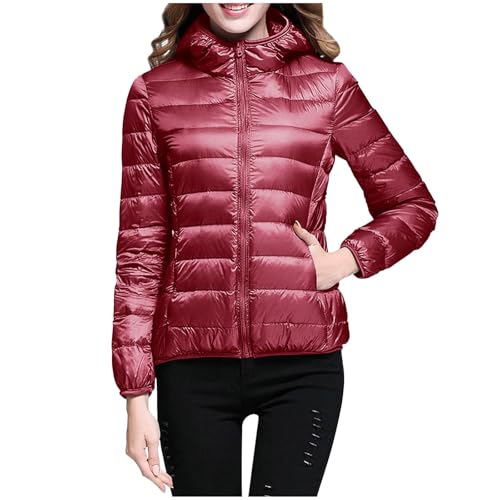 Doudoune Esprit Femme, Veste Femme Hiver Blouson Légère Avec Capuche Doudoune Duvet Matelassé Anorak Chaude Manteau Zippée Parka Confortable Doudounes De...