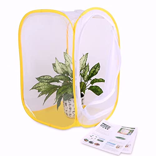 Professional Butterfly Habitat Insect Net Cage - Large Collapsible Enclosure (Yellow Edge)