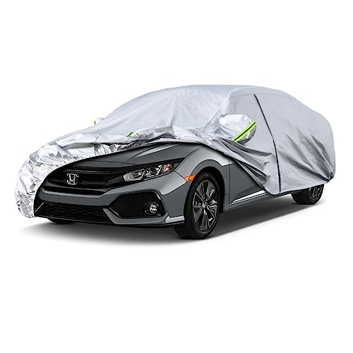 Image of Kaugung 6 Layers Car Cover Custom Fit Honda Civic Sedan from 1995 to 2025, Waterproof Car Cover All Weather for Automobiles Outdoor Indoor with Zipper Door, Sun Rain Dust Snow Protection.