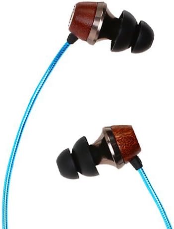 SymphonizedALN 2.0 Premium Genuine Wood in-Ear Noise-isolating Headphones, Earbuds, Earphones with Innovative Shield Technology Cable and Mic (Metallic Blue)