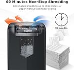 Bonsaii 18-Sheet Lourds EverShred C149-C Déchiqueteuse de cartes de crédit et de papier croisé 60 Minutes Durée 6 Panier de tirage Gallon et 4 Roulettes noires