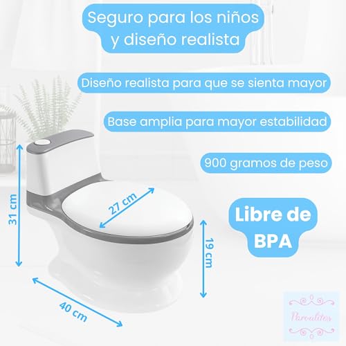 Miniatura 4 de Parvulitos Orinal Infantil Para Niños Y Niñas Desde Los 18 Meses - Cómodo, Estable Y Fácil De Limpiar Orinal Bebe Que Incluye Pegatinas Vater Para Niños Con Tapa Y Respaldo Wc Portátil Niños