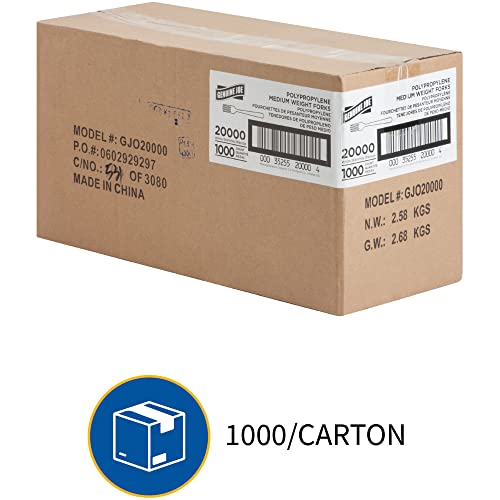 Genuine Joe Medium Weight Plastic Fork, White, 1000 Count