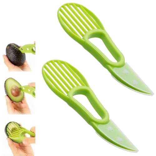 DKJEkdje 2 Pcs Avocado Slicer Tool Avocado Knife for Mashing Avocados Enucleation Making Guacamole, Green
