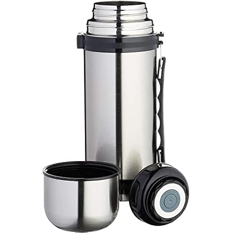 Hampine Stainless Steel Thermos Flask - Vacuum Insulated for Hot or Cold Drinks with Wrist Strap, 1.1L Cover