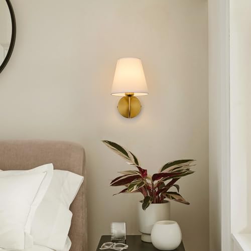 Image of Modern Gold Hardwired Wall Sconces Lighting Fixture, E26 Industrial Vintage Gold Wall Light Set of 2 Pack Wall Lamp Bathroom Decor for Bedroom Living Room, Brass Finish Sconces
