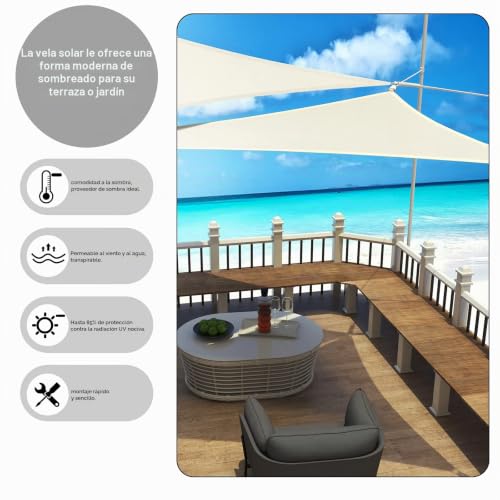 Toldo vela triangular resistente de HDPE denso para protección solar duradera 5
