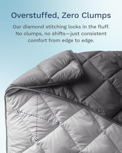 Image of ViscoSoft Queen Comforter - Cloud-Soft Down Alternative Duvet Insert, All Season Cooling Lightweight Reversible Quilted Blanket for Bedroom & Guest Room, Oeko-TEX Certified,Light /Dark Gray