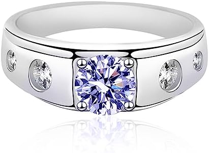 Dorunmo 1-5ct Zirconia Ring 925 Sterling silver/10K/14K/18K Rings Cubic Zirconia Mens Ring Birthstone Rings Mens Gifts For Him Rings for Men Gifts for Father