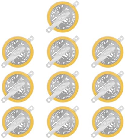 EEBM 10 Pack CR2025 Battery 3V Lithium Battery Button Coin Battery 2025 Gameboy Cartridge Battery Soldered Sheet, CR2025 Replacement Battery Gameboy Battery Economy, Welded Sheet