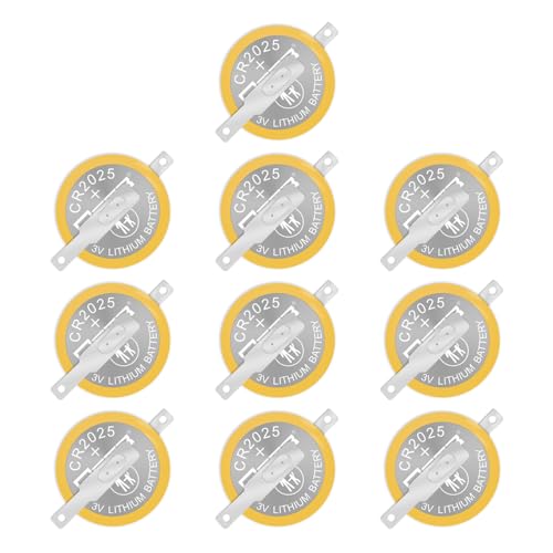EEMB 10 PACK CR2025 Batteries 3V Lithium Battery Button Coin Cell Batteries 2025 Gameboy Cartridge Battery Tabs Solder, Color GBC CR2025 3v Lithium Battery Replacement Battery Gameboy Save Battery