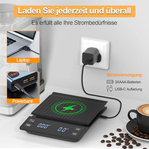 Foto von Edasion Kaffeewaage mit Timer Wiederaufladbar 0,1g/3kg Espresso Waage