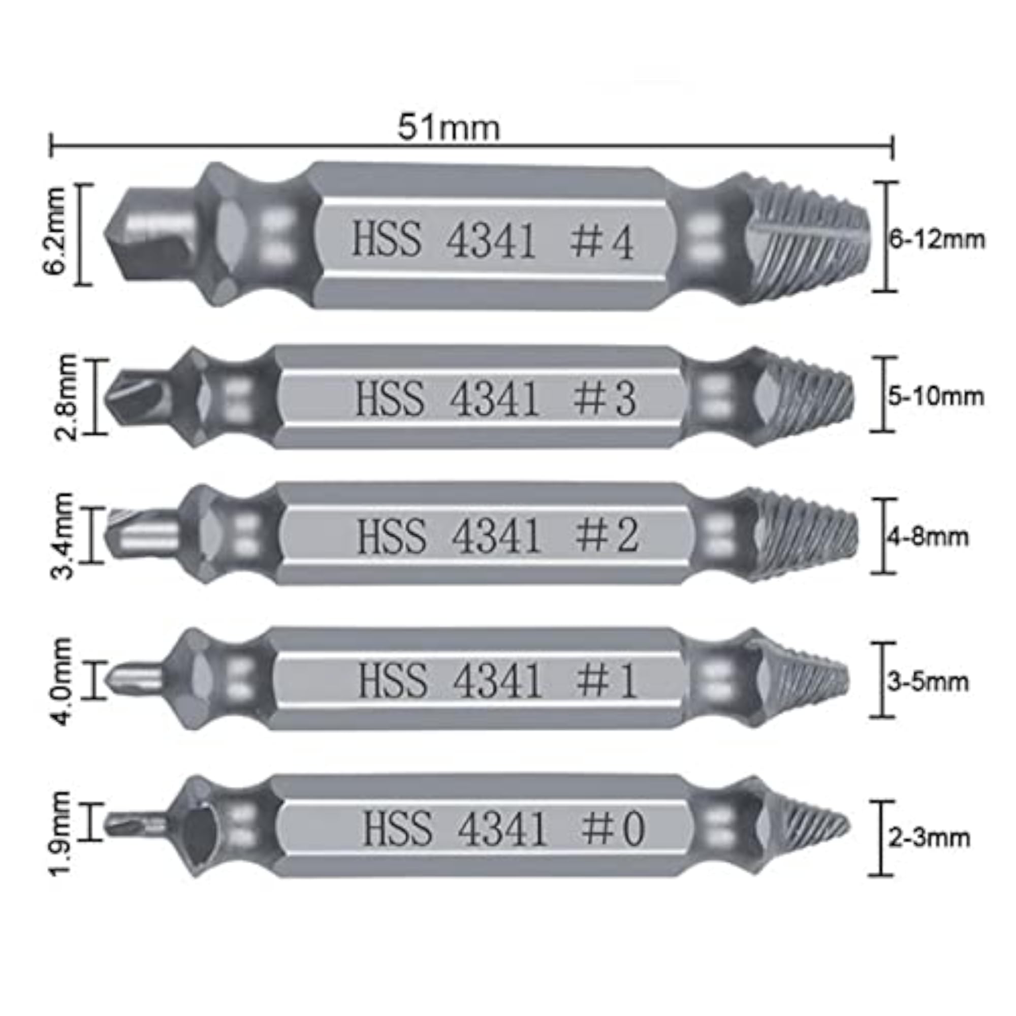 5 Pcs Broken Bolt Damage Screw Remover Extractor Drill Bits Set