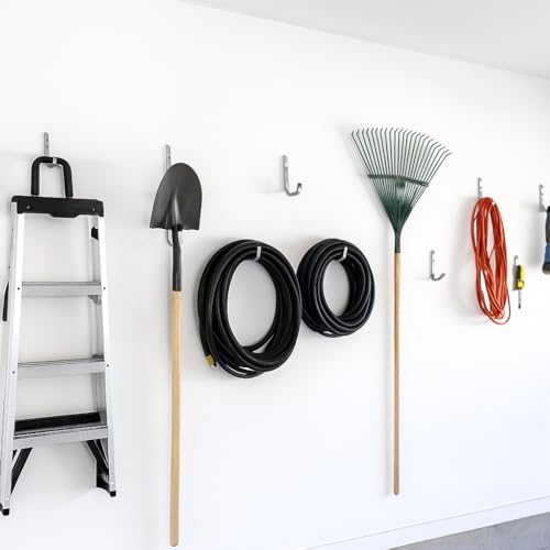 HOME IT Montagesystem für Garage – Kit 15 Stück mit Einzelhaken und Doppelhaken für Decke und Wand, Kapazität 20 kg pro Haken