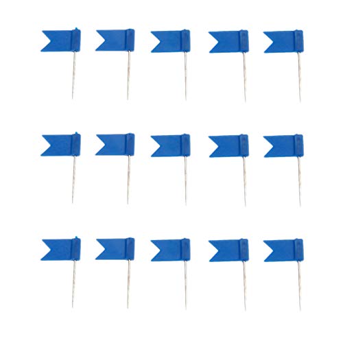 Yetaha 100PCS Flag Map Push Pins, Travel Map Tacks Assorted, Colorful Plastic Thumbtacks for Bulletin Cork Board World Map Picture Marking Home School Office (Blue)