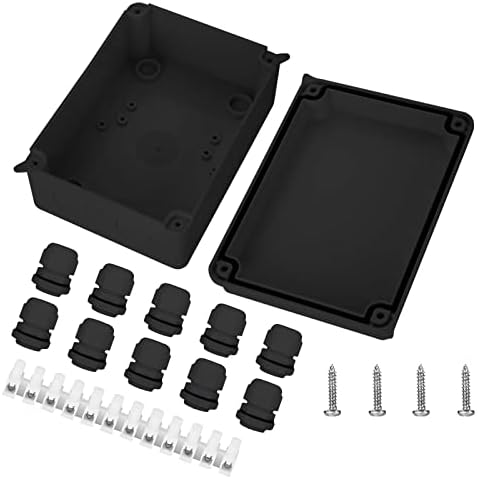 IP65 Waterproof Junction Box Large ABS Electrical Box, Outdoor Cable Connector, Weatherproof Electric Cover Enclosure Black (150x110x70mm) - AVARTEK