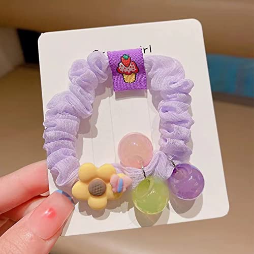 Jiuzh Color Bead Hair Ties For Girls Flower Elastic Band Rabbit Hair Rings Peach Ponytail Holder Bear Hair Accessories For Children, Kids(5Pcs/Pack) (6.5 * 17Cm) #TOP2
