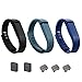 i-smile 3PCS Replacement Bands with Metal Clasps for Fitbit Flex / Wireless Activity Bracelet Sport Wristband / Fitbit Flex Bracelet Sport Arm Band (No tracker, Replacement Bands Only) & Silicon Fastener Ring For Free (Black&Navy&Slate, Large)